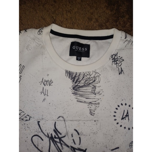 Vintage Rare Guess Los Angeles Black White Graffati Size X Large Sweatshirt Nwt - Picture 2 of 7